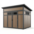 Abri de jardin 180 x 120 x 185 cm en panneaux synthétiques brun et structure métallique noire - rangement extérieur à double porte