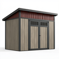 Abri de jardin 180 x 120 x 180 cm panneaux aspect bois beige marron avec double porte