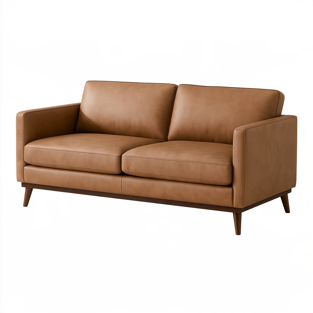 Canapé 2 places 160 x 85 x 84 cm revêtement aspect cuir marron style scandinave