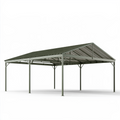 Abri voiture 600 x 300 cm en acier gris anthracite avec toit à deux pentes