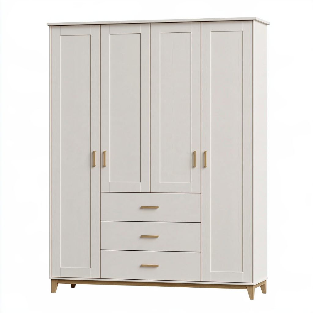 Armoire de rangement 180 x 52 x 200 cm en panneaux de bois blanc style contemporain
